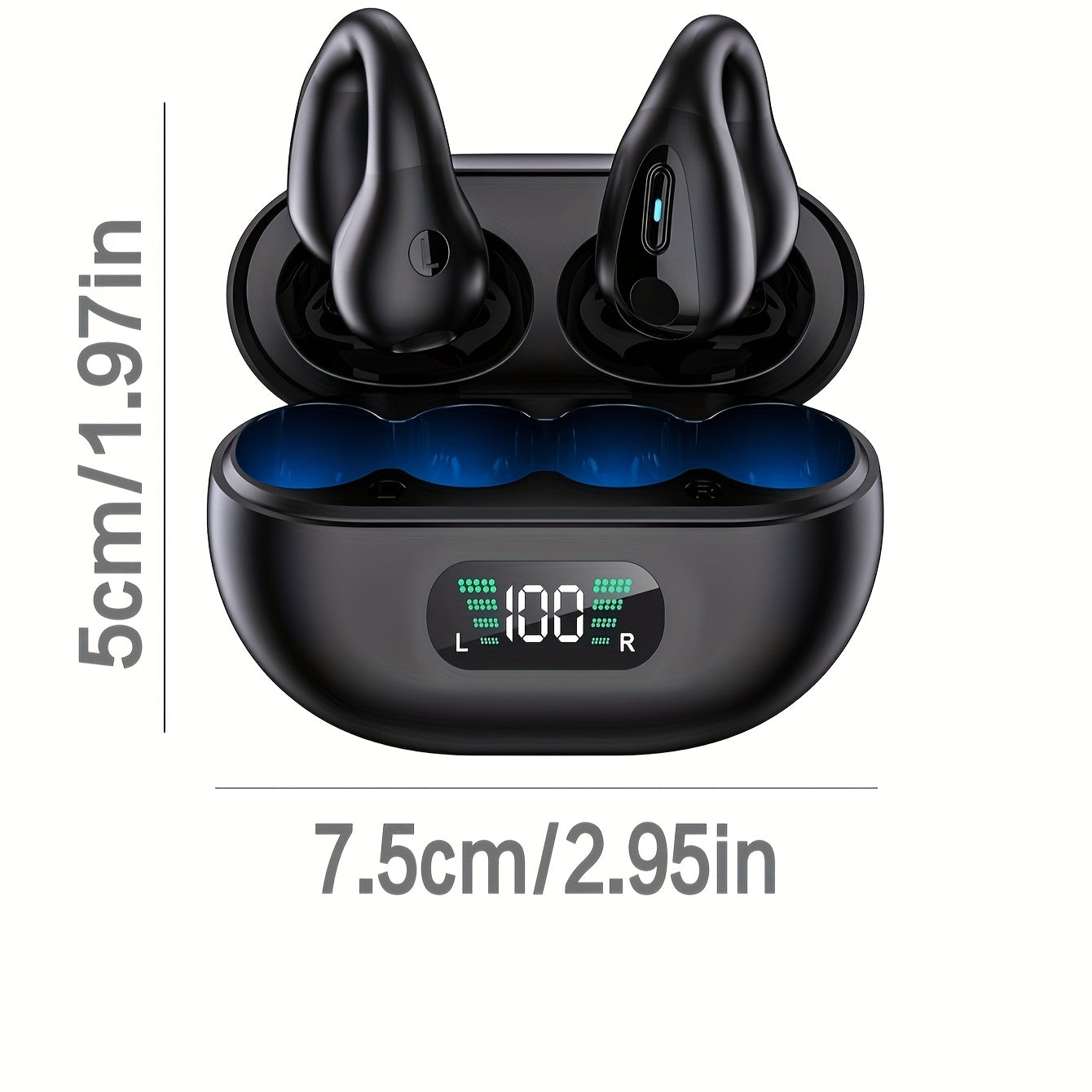 The New Ear-clip Wireless Headphones With Battery Level Display And Gaming Bass Are Suitable For Travel, Sports And School