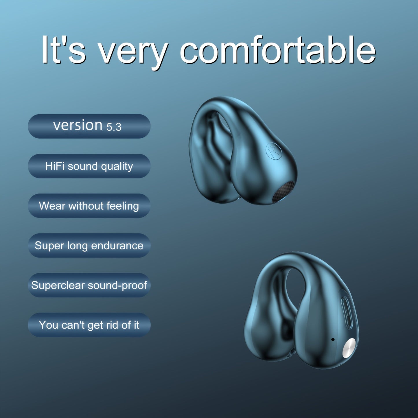 The New Ear-clip Wireless Headphones With Battery Level Display And Gaming Bass Are Suitable For Travel, Sports And School